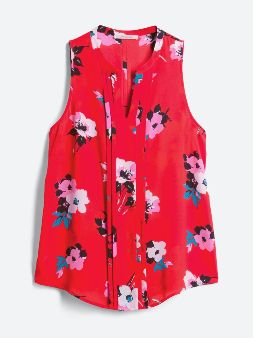 41 Hawthorn Breyson Pleated Red Tropical Floral Sleeveless V-Neck Blouse - Picture 10 of 10